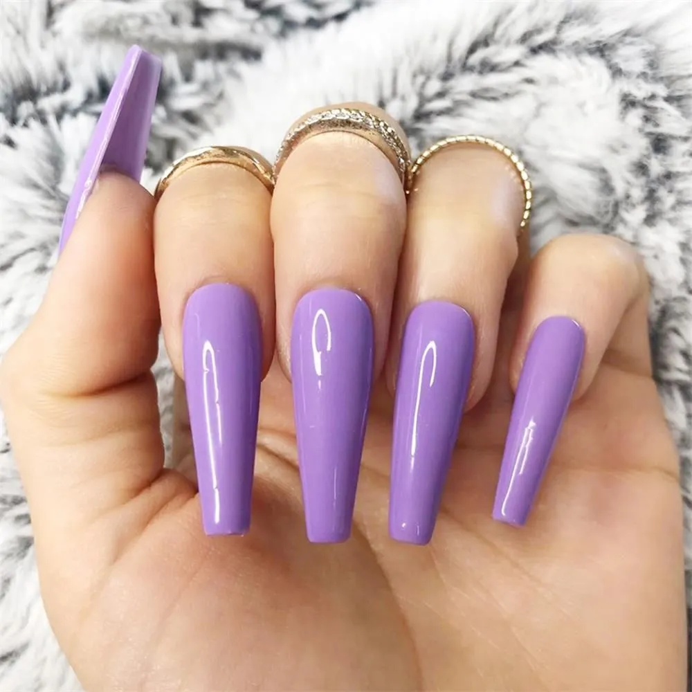 Nail Art Fake Nails Stiletto Tips Clear Press on Long False with Glue Coffin Stick Display Full Cover Artificial Designs Matte