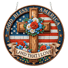 Diamond Painting Single-Sided Acrylic God Bless America - Cross Hanging Pendant Sun Catcher for Home Garden Wall Door