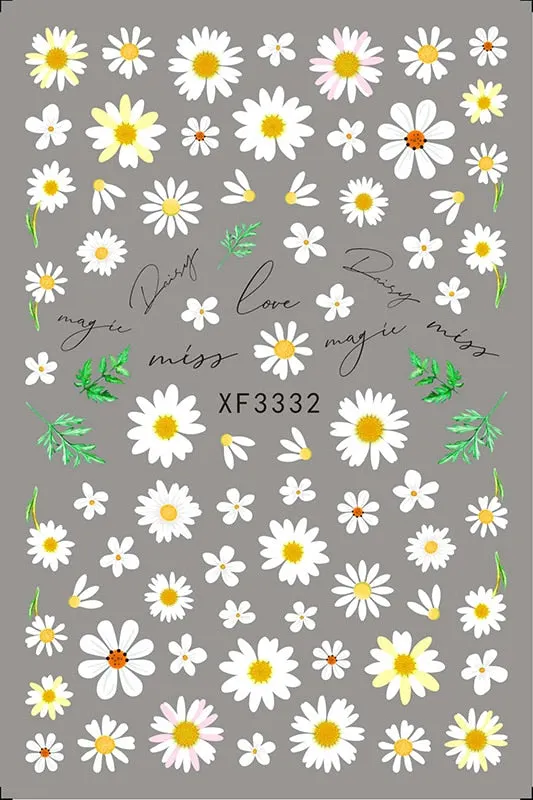 3D Nail Art Stickers Manicure Decoration Design Nail Art Decal Green Clover Leaf Nail Art Designer Decals Beautiful Flower