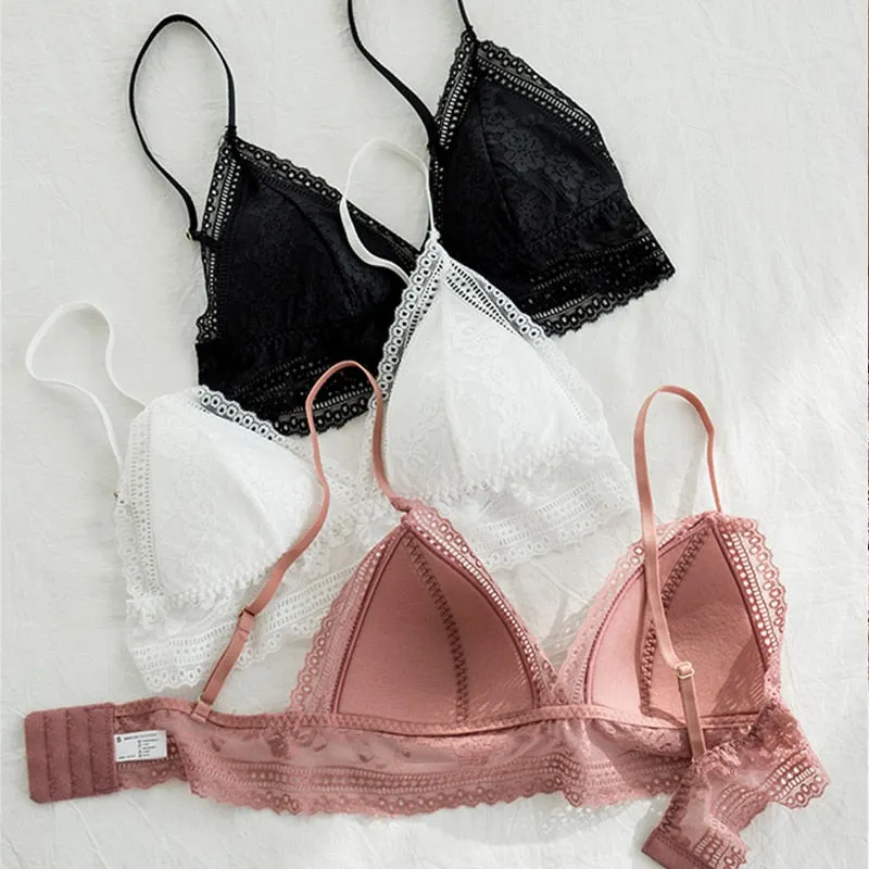 Sexy Bra Woman Lace Bralette Push Up Bras Deep V Wireless Underwear Female Seamless Brassiere Triangle Cup Lingerie Bralet Top