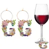 2pcs/set DIY 26 Letters Double Side Diamond Painting Wine Glass Charms Identification Kit