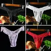 Men's Sexy Thongs And G-strings Lingerie Gay Sissy Femboy Panties Cute Low Rise Crossdresser Underwear See Through
