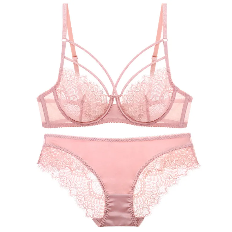 Churchf Transparent Sexy Lace Large-Size Bra Set Slim Bosom With Big-Breasted Lingerie Bra