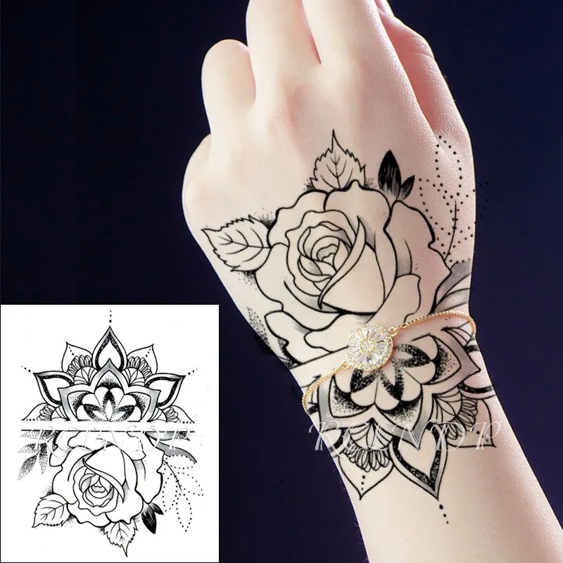 Waterproof Temporary Tattoo Sticker Satan Lucifer Circle Steering Fake Tatto Flash Tatoo Hand back Art Tattoos for Boy Women Men