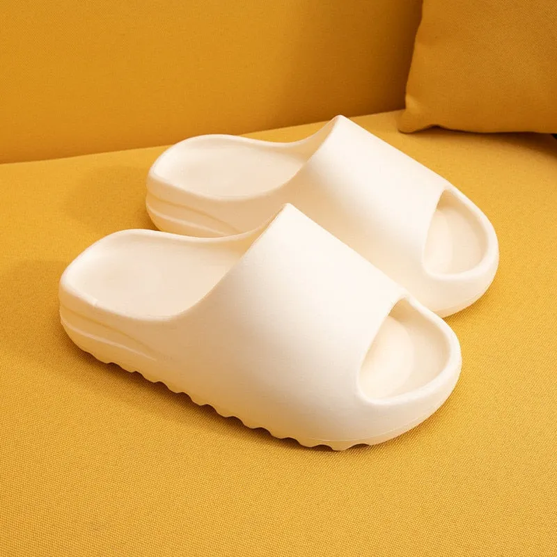 Men and Women Slippers Summer Thicken Solid Color Home Indoor Shoes Eva Non-slip Beach Slides Bathroom Shoes Shower Slippers