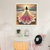 Beach Dress Girl-11CT Stamped Cross Stitch 45*45cm/17.72*17.72in