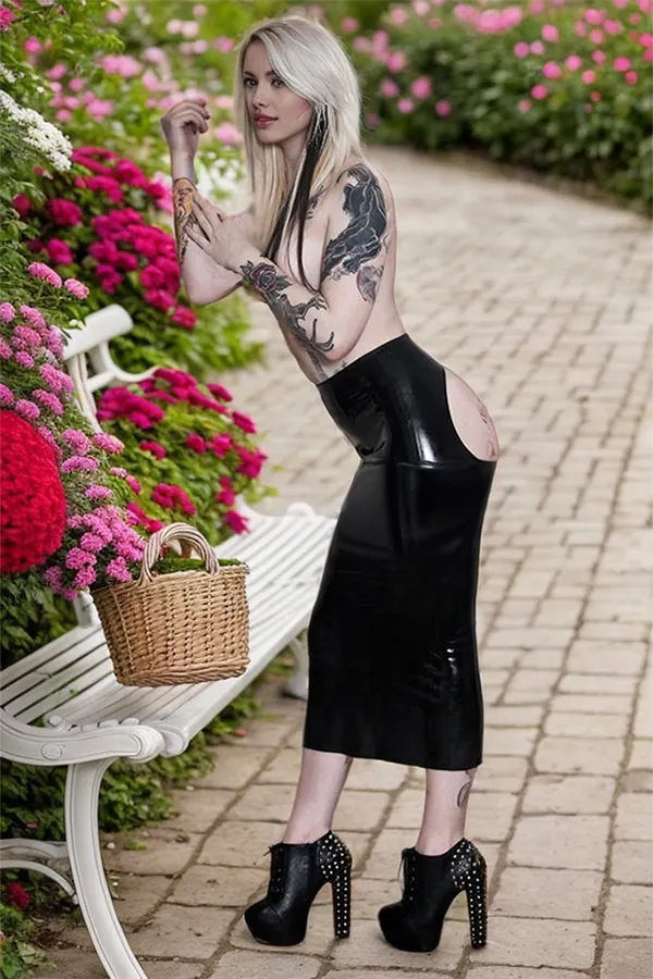 Women's 'High Country Hijinx' Black Latex Skirt