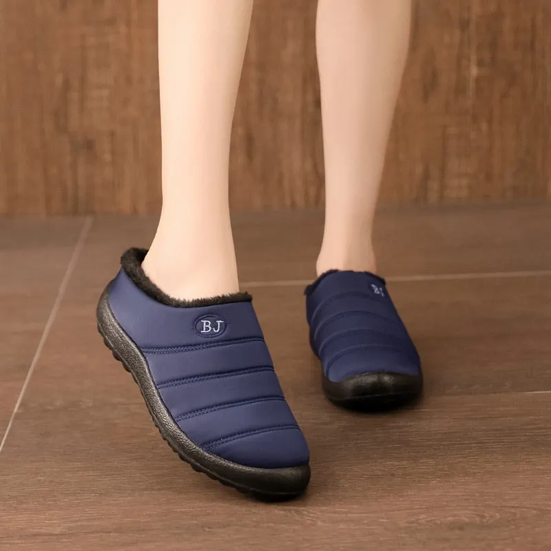 Women Waterproof Winter Shoes Fur Lined Warm Ankle Boots Slip On Outdoor Slides Comfortable Sandals for Women