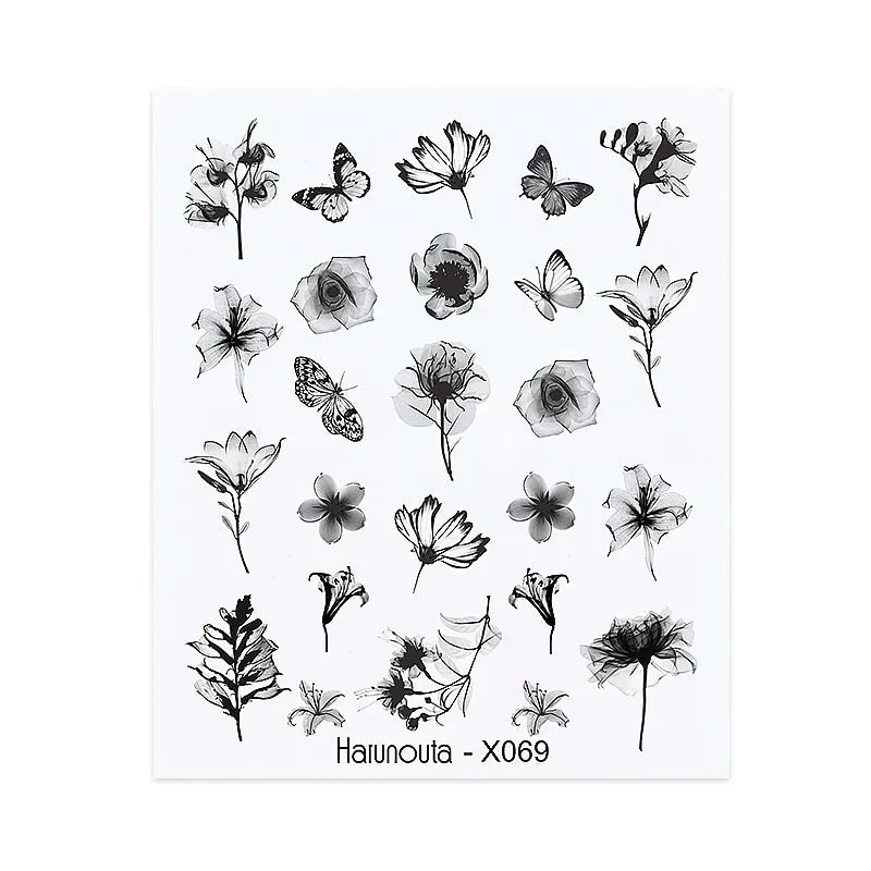 Harunouta Cool Geometry Pattern Water Decals Stickers Christmas Snowflakes Slider For Nails Valentine's Day Nail Art Decoration