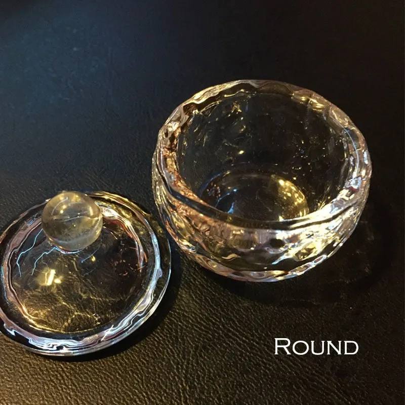 Crystal Glass Dappen Dish Cup Holder Lid Bowl Nail Art Acrylic for Liquid Powder-Nail Inspo