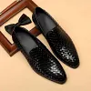 Mens Woven Leather Loafers Shoes