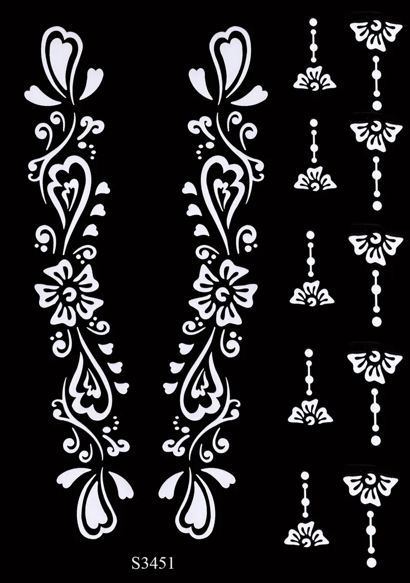 Sdrawing Tattoo Stencils Reusable Painting Stencil for Hand Body Art Flower Temporary Tattoo Template Sleeve Wedding Bride Beauty