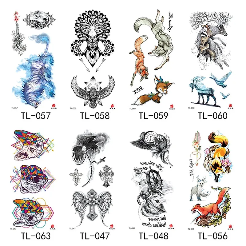Flower arm waterproof tattoo stickers half arm painted animal durable waterproof European and American temporary tattoo stickers