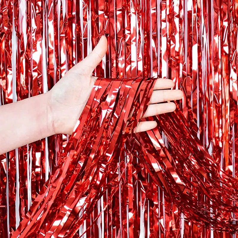 2M Party Backdrop Glitter Rose Gold Tinsel Fringe Foil Curtain Kids Adult Birthday Party Wedding Decoration Supplies Baby Shower