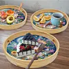 Wooden Conch Shells Diamond Painting Serving Tray with Handle for Coffee Table