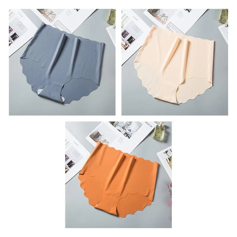 3pcs High Rise Seamless Panties For Woman Underwear Briefs Wave Solid Female Panties New Underwear Seamless Panties For Ladies