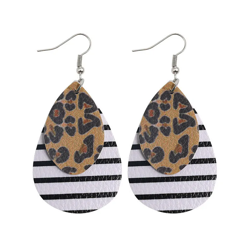 Layered Leopard and Stripe Earrings