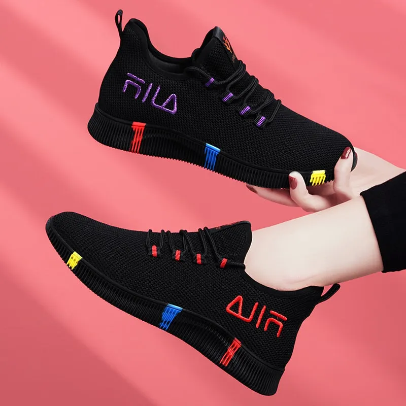 New Style Women's Vulcanized Shoes Female Casual Air Mesh Sneakers Comfort Lace-up Hiking Shoes All-match Women Footwear Sapatos