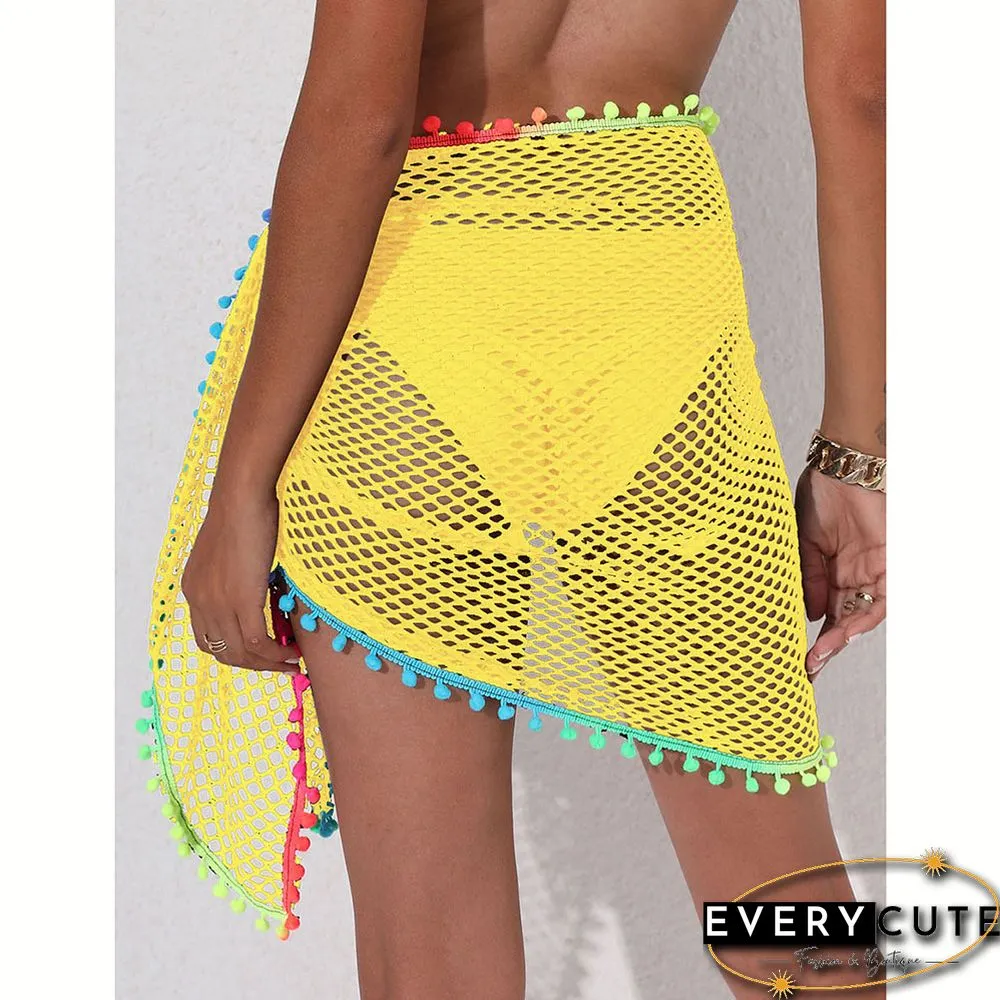 Yellow Multi-wear Colorful Tassels Beach Wrap Skirt
