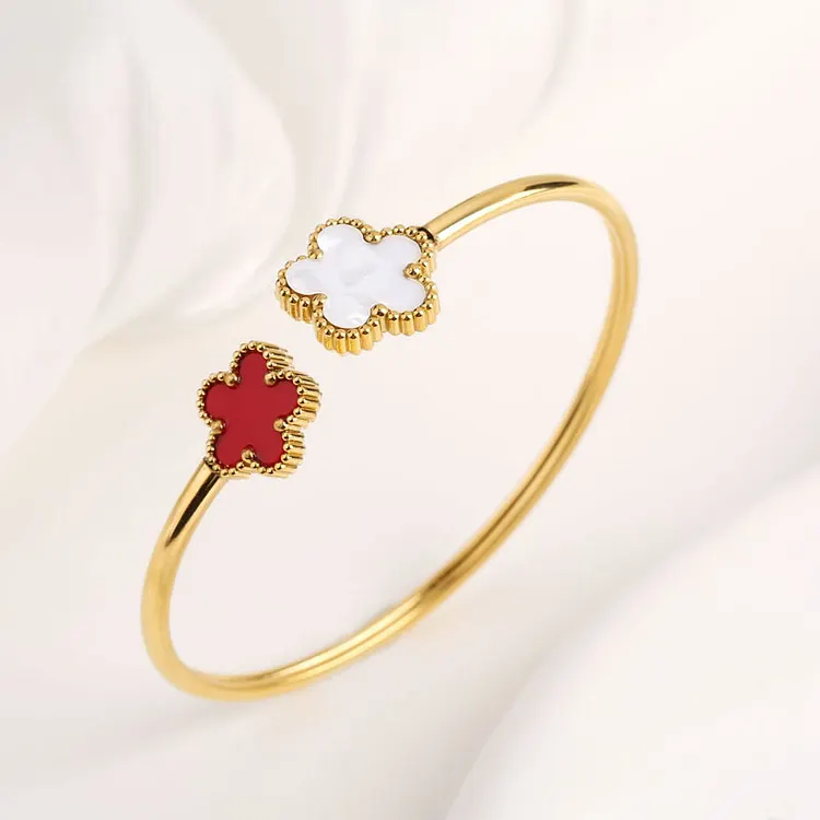 stainless steel 5 leaf cuff bracelet