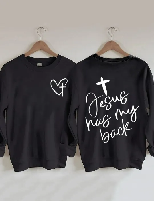 Jesus Has My Back, Heart Cross Sweatshirt
