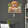 (US Local)Wooden Special Shape Hello Dog 3 Hooks Diamond Painting Hook Rail Kit