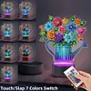(US Local)Acrylic Double Sided Butterfly Vase Diamond Painting LED Night Light for Desktop