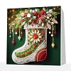 (Pre-Framed)Xmas Sock-Special Shape Diamond Painting Kit(25x25cm)