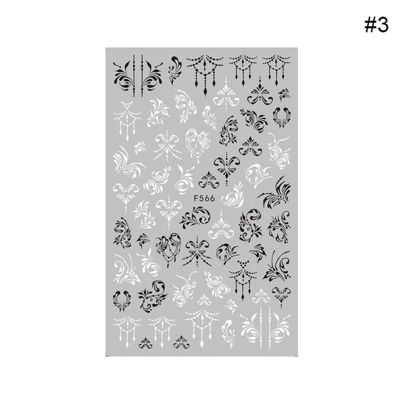 1 Sheet Leaves Geometry 3D Nail Art Stickers Sliders Mandala Flowers Leaf Adhesive Nail Decals Foil Decoration Manicuring Wrap