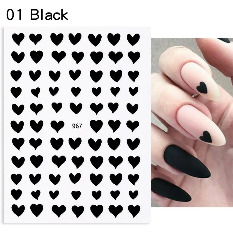Maple Leaves 3D Nail Sticker Gold Black iridescent Leaf Tree Geometrics Lines Adhesive Transfer Sticker DIY Nail Decoration