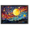 Stained Glass Moon Starry Sky-Full Embroidery 3 Strands 11CT Stamped Cross Stitch-60*40CM-Large Size