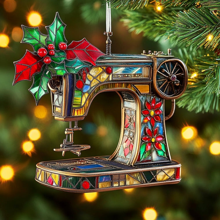 Vintage Colorful Sewing Machine XR1510016CL Christmas Ornament