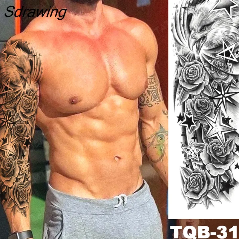 Sdrawing Arm Tattoos Phoenix Bird Crane Koi Wing Feather Waterproof Temporary Tattoo Sticker Women Men Body Art Flower Fake Tatto