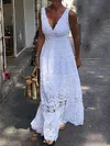 Crochet Plunging Empire Maxi Dress