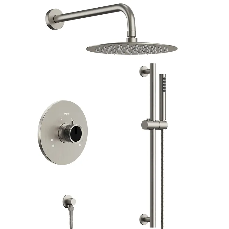 EVERSTEIN 10 Inch Wall-Mount Dual Functions Shower System in Brushed Nickel