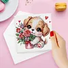 (US Local)6Pcs Flower Puppy Diamond Painting Greeting Card Diamond Handmade Card