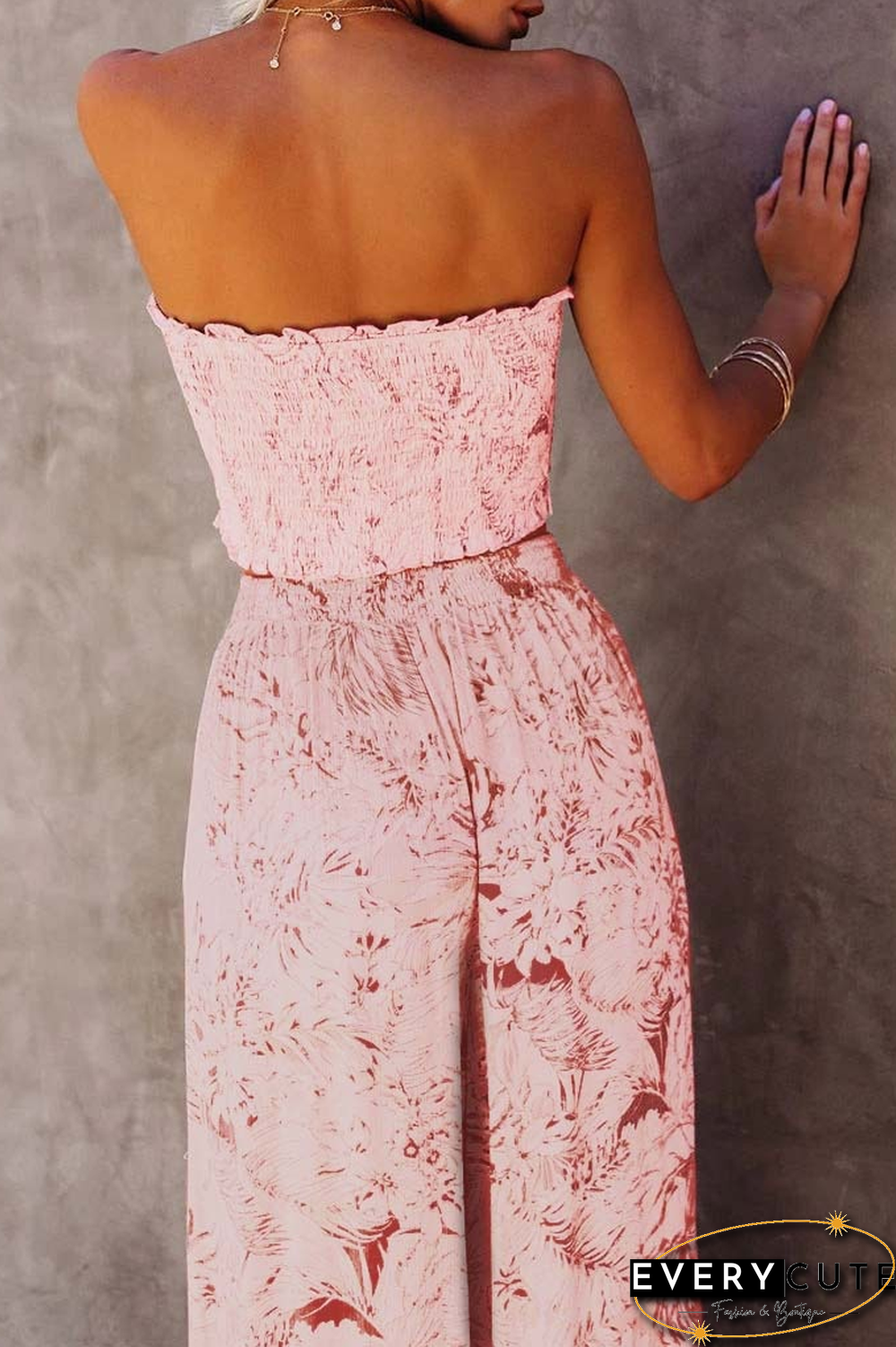 KarliDress Boho Style Floral Tank Top+Wide Leg Pants P12437