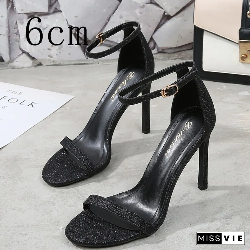 Women Sandals Shoes High Heels Leather Peep Toes Buckle Strap Woman Party Shoes Plus Size Spring Summer Fashion New