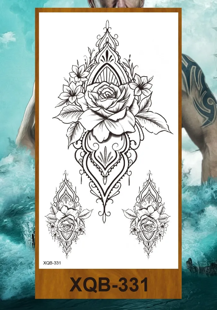 Temporary Tattoos Stickers Woman Arm Neck Chest Fake Necklace Tattos Girl Flower Cute Pussy Cat Body Makeup Waterproof Serpenti