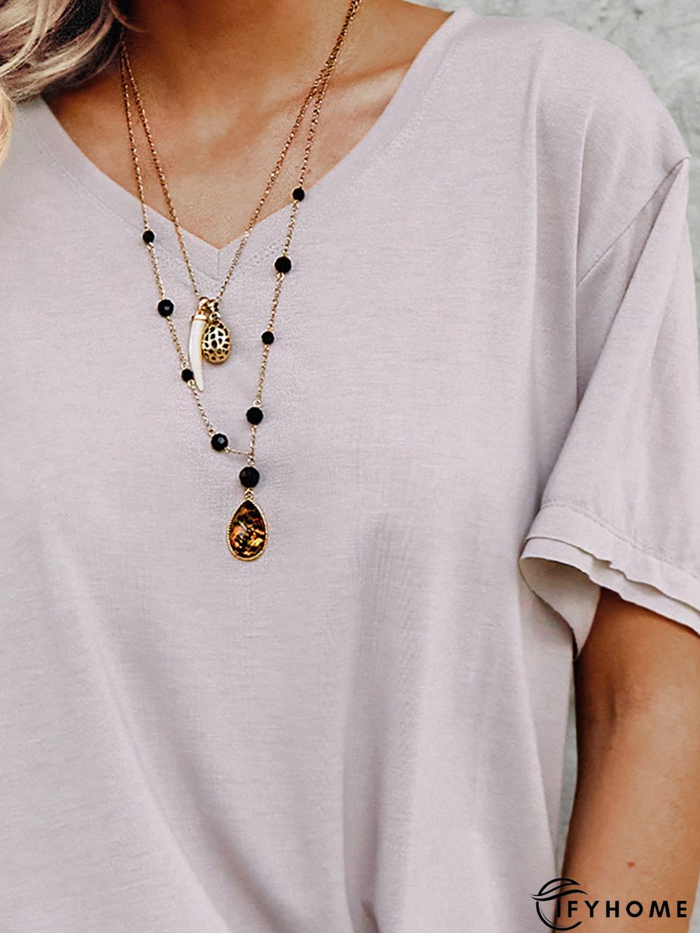 Cotton Holiday Short Sleeve V Neck T-shirt | IFYHOME