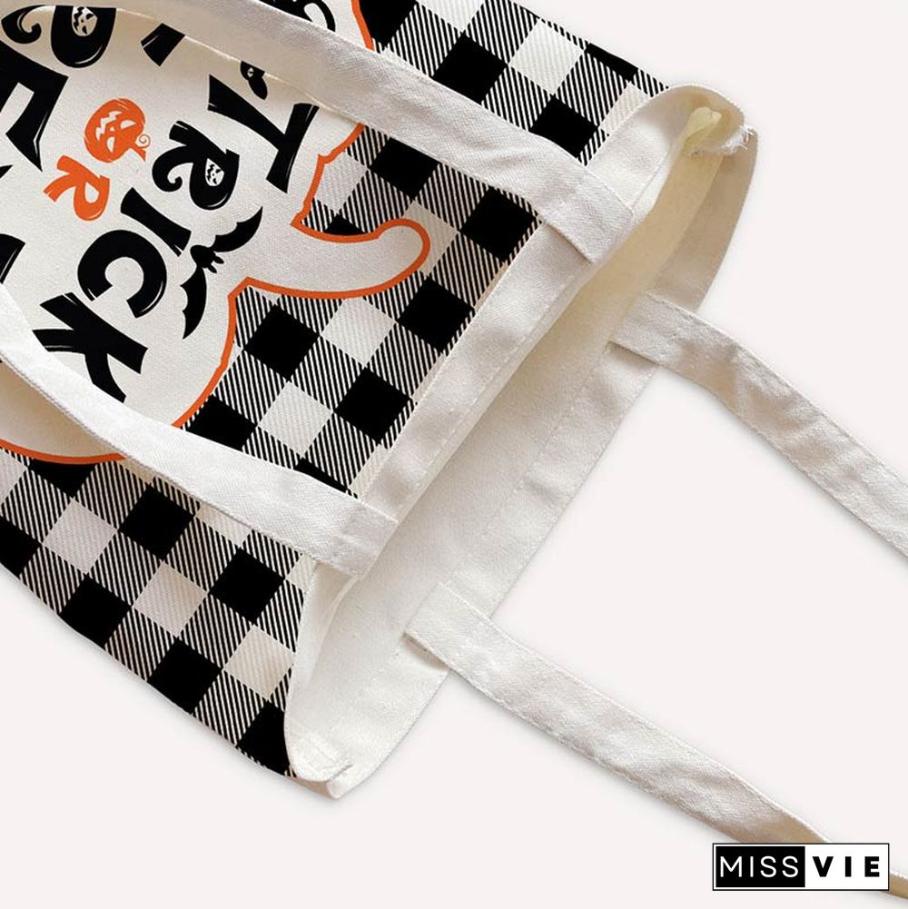 Ghost Spider Web Plaid Print Canvas Crossbody Bag