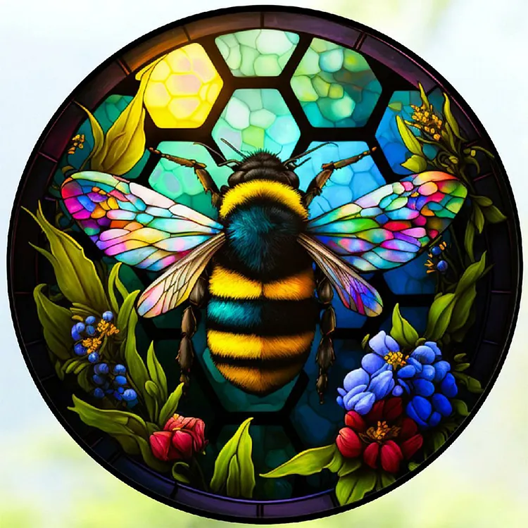 Round Plate Glass Bee 30*30CM(Canvas) Full Round Drill Diamond Painting gbfke