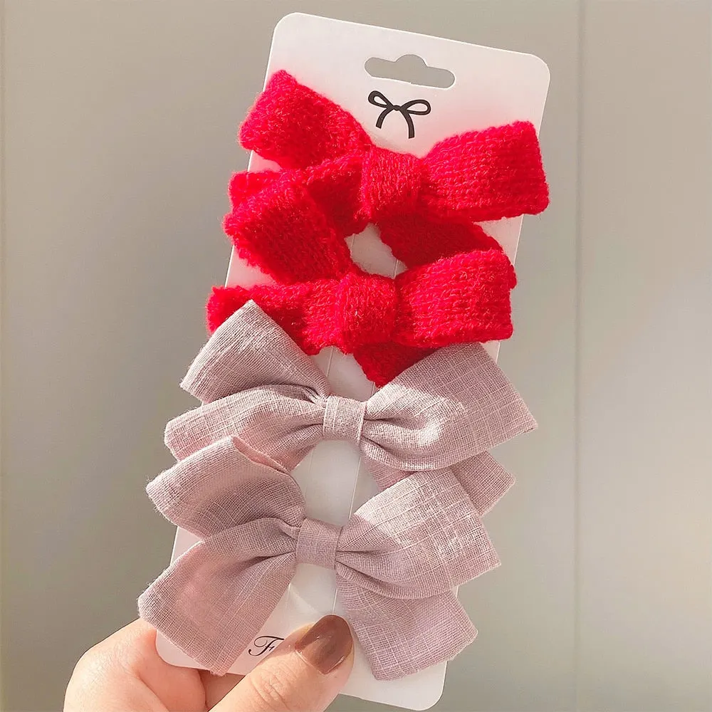4Pcs/set 2021 New Leopard Print Hair Clips For Cute Girls BB Boutique Hairpins Bowknot Barrettes Headwear Kids Hair Acesssories