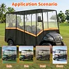 [US Local Warehouse] Fits 6-Person Golf Cart Rain Cover with Transparent Windshield & Reflective Strips 600D Waterproof Oxford Fabric Outdoor Golf Cart Protector Compatible with Club Car & for EZGO