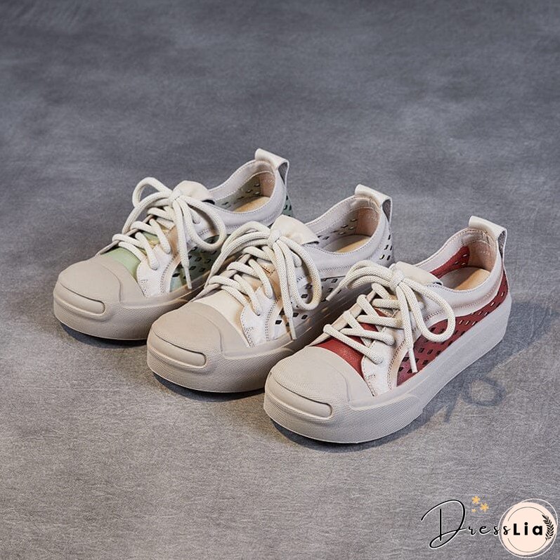 Summer Retro Hollow Leather Casual Shoes