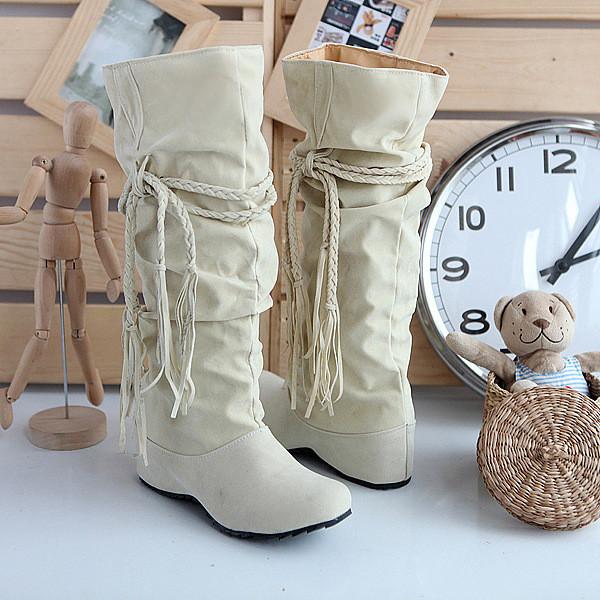 GOOSHOE Increased Weave Tassel Tall Canister Boots