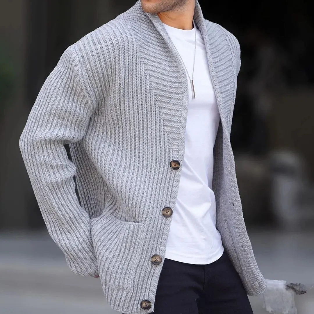 Brownm Brownm Men's New Cardigan Sweater Autumn And Winter Men's Long Sleeve Knit Sweater Men's Coat