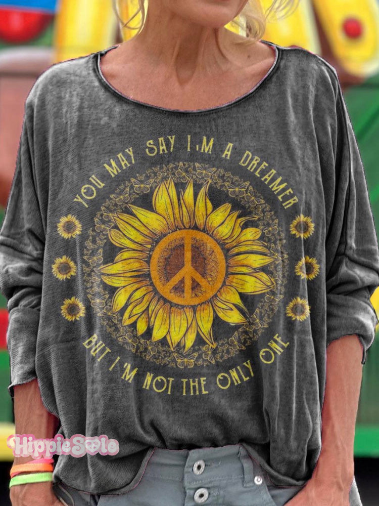 Women&rsquo;s Hippie Sunflower Print Long Sleeve Top Multicolor / S