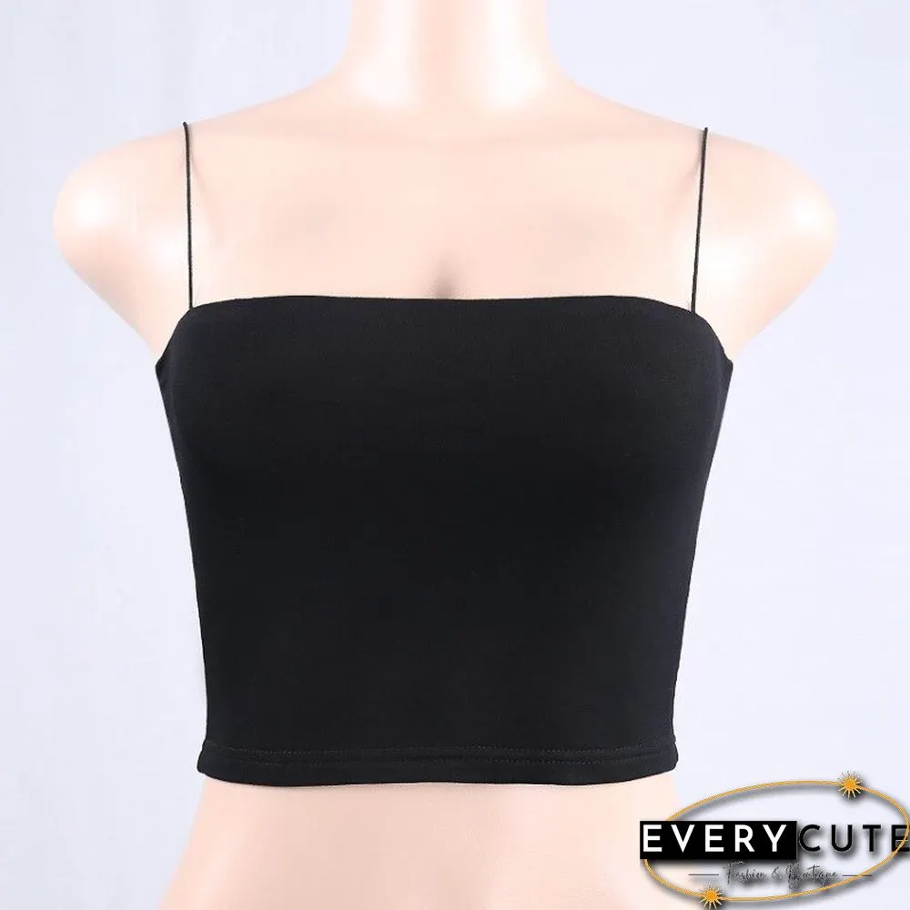 New Fashion Women Spaghetti Strap Crop Top Sexy Bodycon Sleeveless Cami Tube Top Basic Plain Camisole