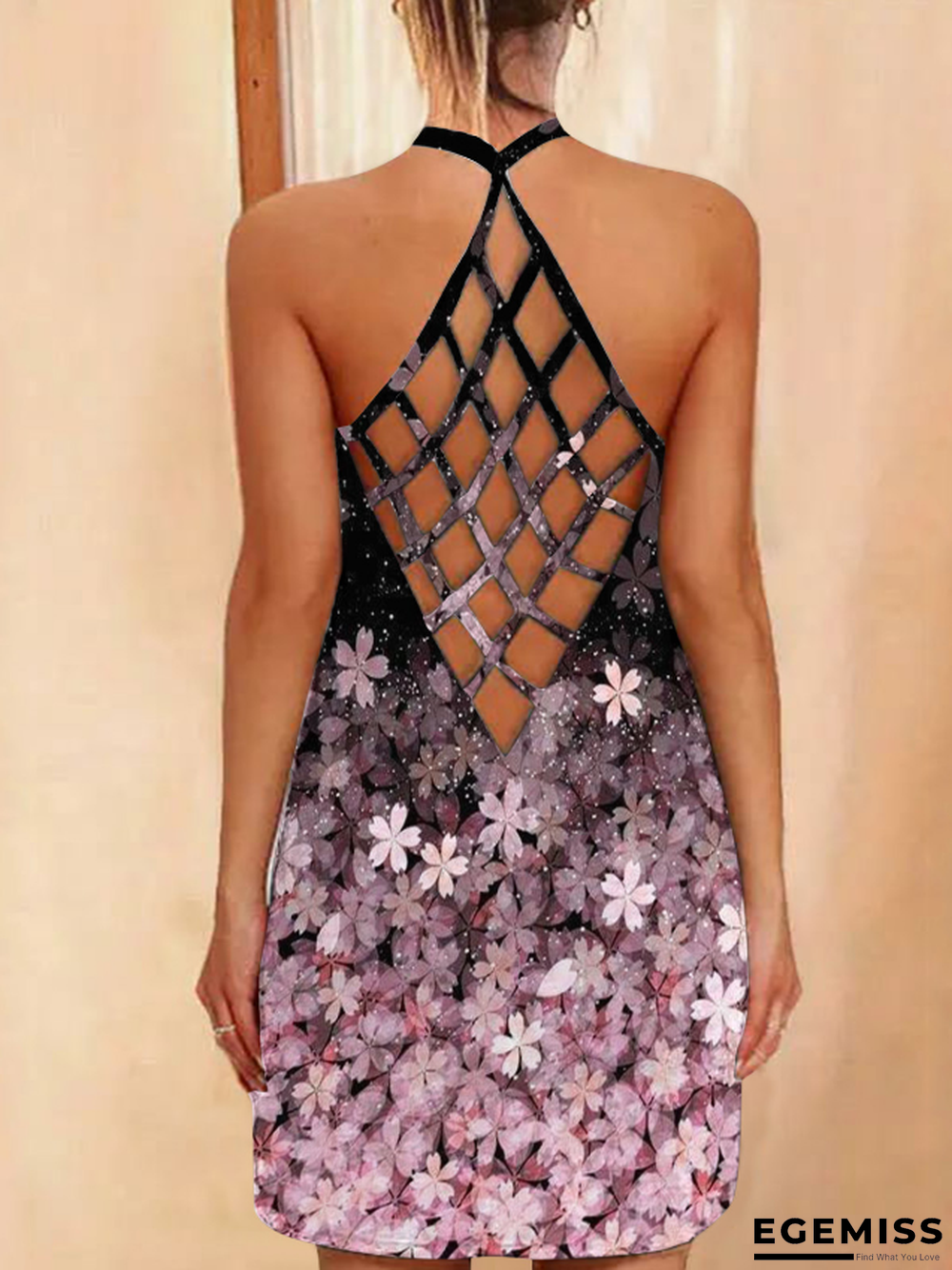 New Printed Sexy Hollow Neck Slim Dress Women In Summer | EGEMISS